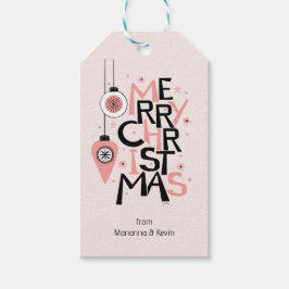 Étiquettes-cadeau Noël moderne rose du milieu du siècle