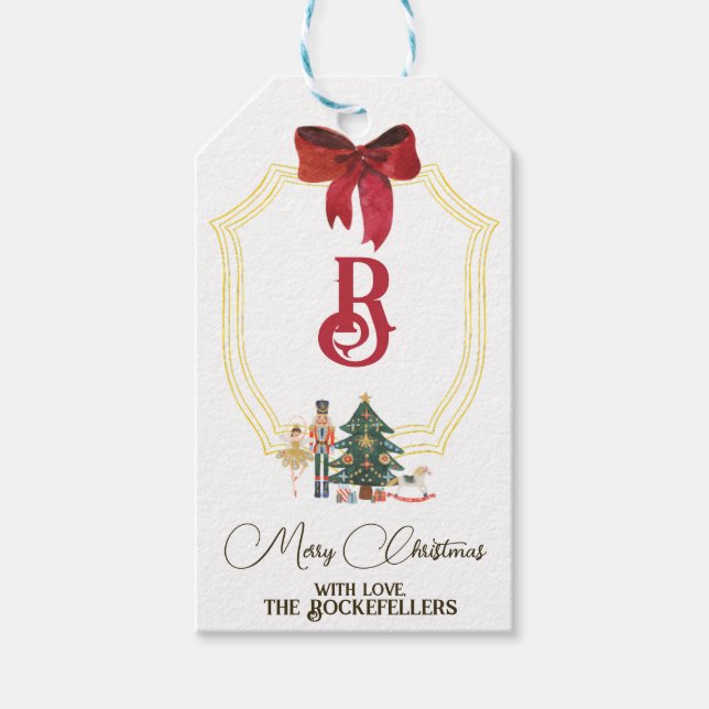 Étiquettes-cadeau Noël Monogramme Casse-Noisette Balises cadeaux (Devant)