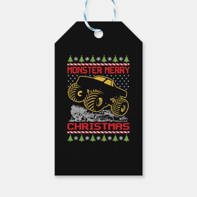 Étiquettes-cadeau Noël Monster Truck (Devant)