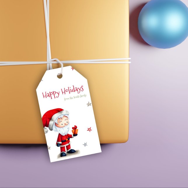 Étiquettes-cadeau Noël Père Noël avec présent Personnalisé (Créateur téléchargé)