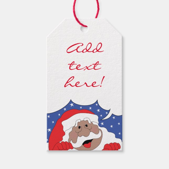 Étiquettes-cadeau Noël Père Noël de couleur dit (Devant)