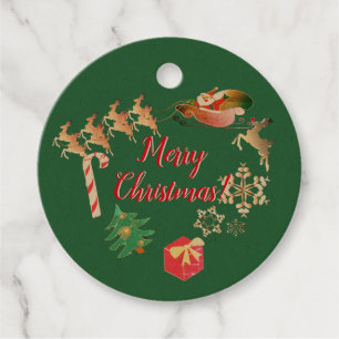 Étiquettes Cadeau Noël Père Noël et Reindeer