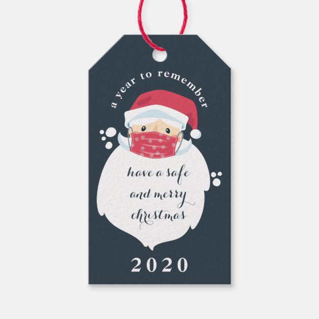 Étiquettes-cadeau Noël Père Noël masqué 2020 (Devant)