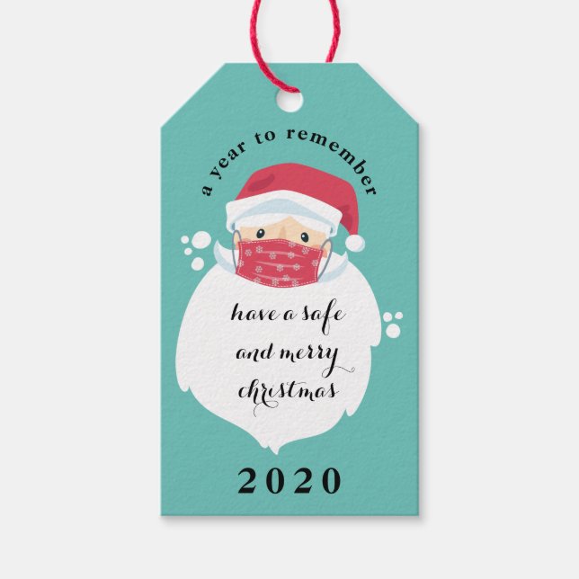 Étiquettes-cadeau Noël Père Noël masqué 2020 (Devant)