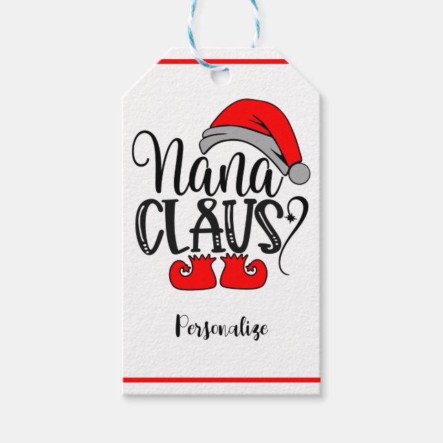 Étiquettes-cadeau Noël Père Noël Nana Claus Vacances amusantes (Devant)
