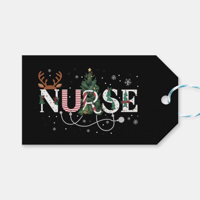 Étiquettes-cadeau Noël Père Noël Préférée Infirmière Noël Cadeaux Fê (Devant (Horizontal))