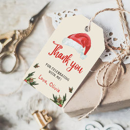 Étiquettes-cadeau Noël Père Noël Red Casquette Anniversaire Favorise