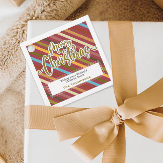 Étiquettes Cadeau Noël personnalisé en typographie élégante dorée