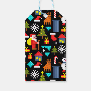 Étiquettes-cadeau Noël Pixel