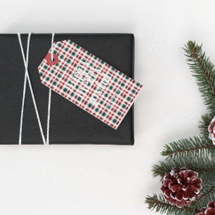 Étiquettes-cadeau Noël Plaid moderne   Joyeux Joyeux