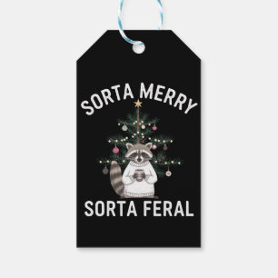 Étiquettes-cadeau Noël Raccoon Sorta Merry Sorta Feral Xmas