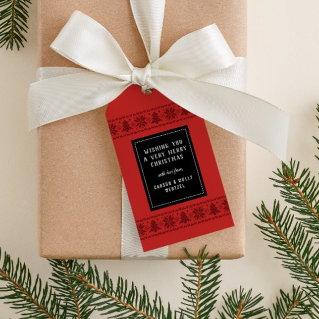 Étiquettes-cadeau Noël Red Nordic Sweat (Créateur téléchargé)