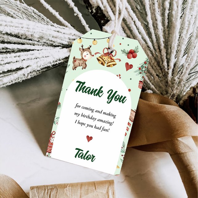 Étiquettes-cadeau Noël Reindeer fête d'anniversaire (Créateur téléchargé)