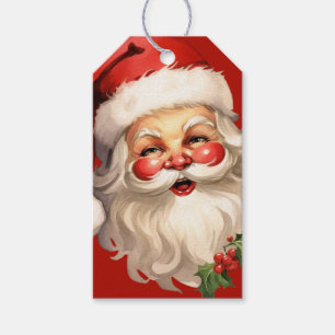 Étiquettes-cadeau Noël rétro Holly Jolly Santa Claus