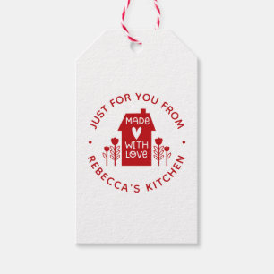 Étiquettes-cadeau Noël Rouge Cute Personnalisé Fait Avec Amour