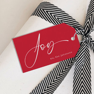Étiquettes-cadeau Noël rouge minimaliste