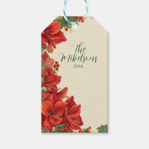 Étiquettes-cadeau Noël Russe Rouge Amaryllis