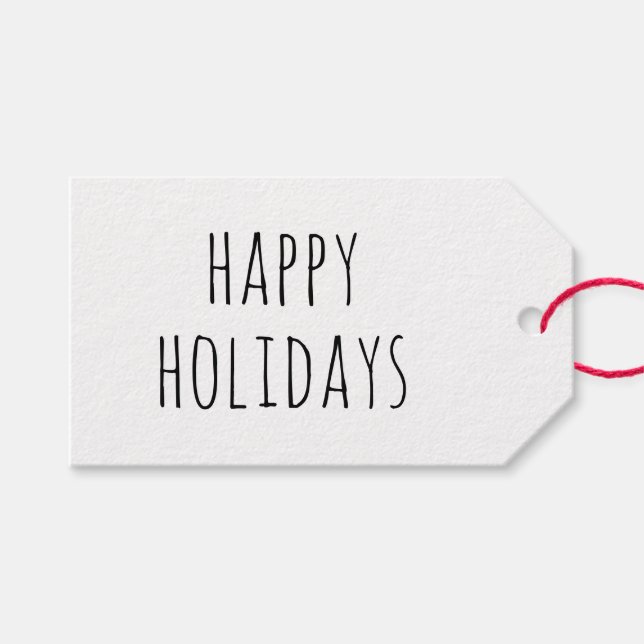 Étiquettes-cadeau Noël rustique | Kraft minimaliste Joyeuses Fêtes (Devant (Horizontal))