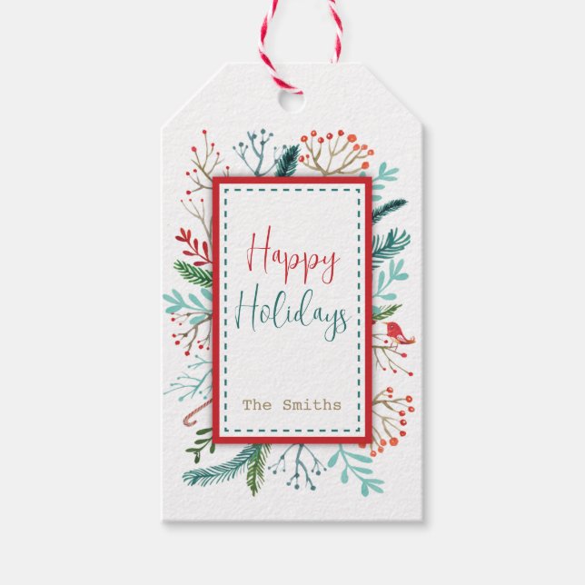 Étiquettes-cadeau Noël rustique naturel (Devant)