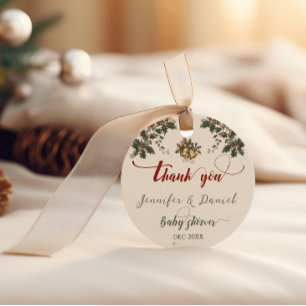 Étiquettes Cadeau Noël Santa Bébé Hiver Rouge Vert Baby Shower