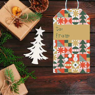 Étiquettes-cadeau Noël scandinave Vintage rétro