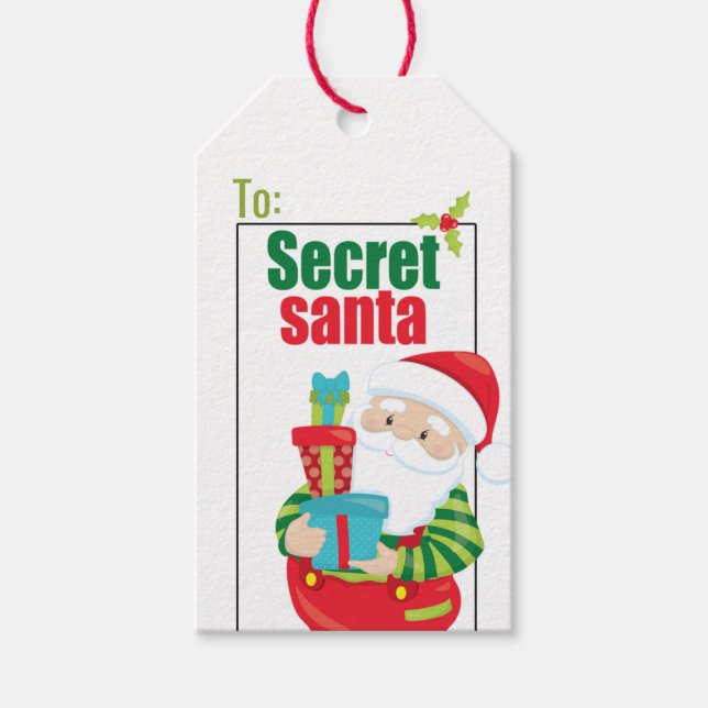 Étiquettes-cadeau Noël secret Père Noël (Devant)