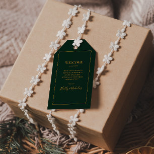 Étiquettes-cadeau Noël simple et élégant Bienvenue au Mariage vert