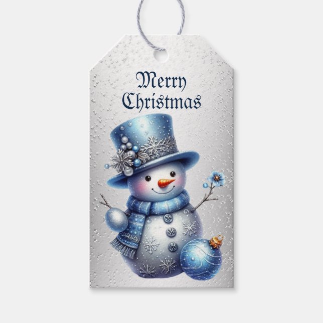 Étiquettes-cadeau Noël Snowman Élégant Vacances d'hiver (Devant)