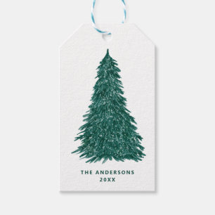 Étiquettes-cadeau Noël sous les pins   Fêtes hivernales éternelles