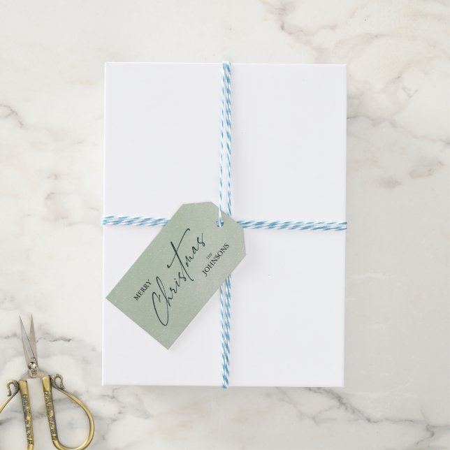 Étiquettes-cadeau Noël tendance moderne | Vert élégant (With Twine)