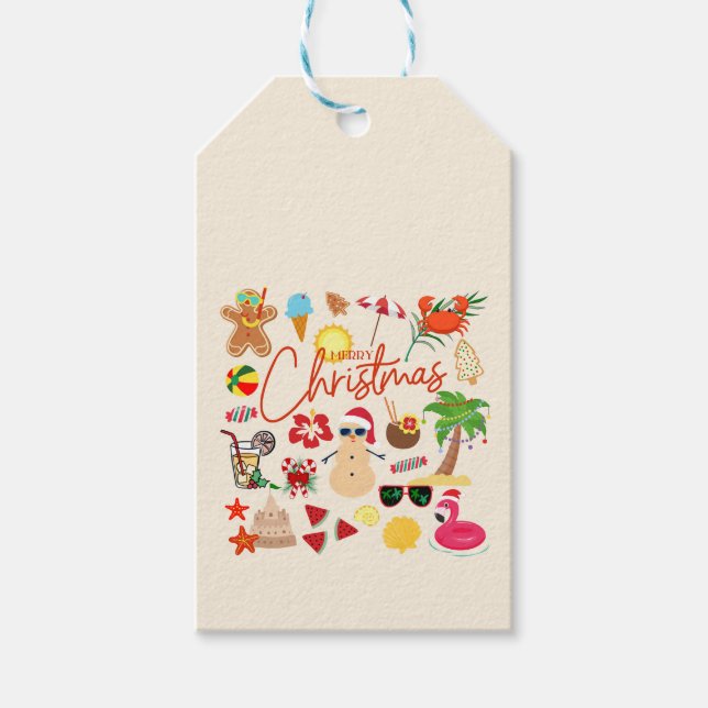Étiquettes-cadeau Noël tropical (Devant)