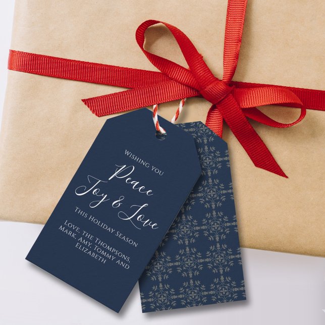 Étiquettes-cadeau Noël Vacances Elégante Paix Joie Amour Simple (Créateur téléchargé)