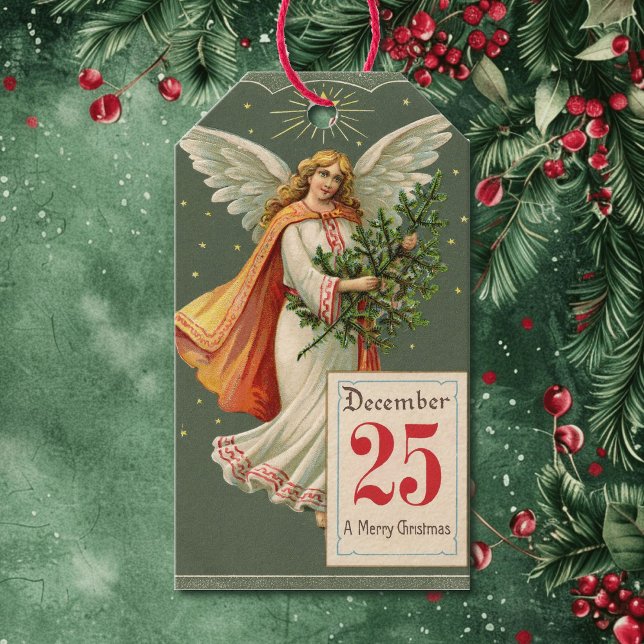 Étiquettes-cadeau Noël victorien Angel 25 décembre Jeu de (Créateur téléchargé)