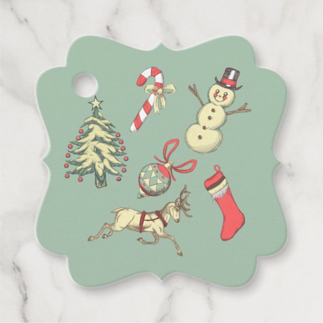 Étiquettes Cadeau Noël vintage (Devant)