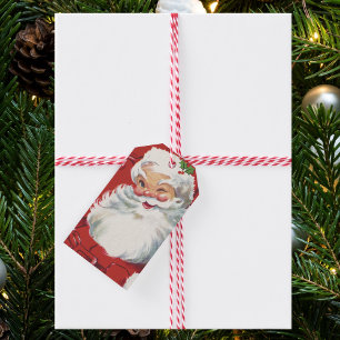 Étiquettes-cadeau Noël Vintage, Jolly Santa Claus en train de couler