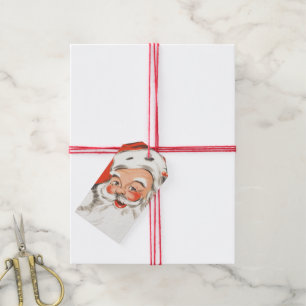 Étiquettes-cadeau Noël vintage, joyeux Père Noël avec sourire