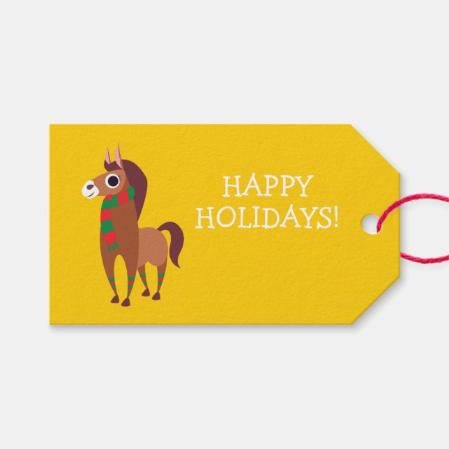 Étiquettes-cadeau Noël Zora le cheval (Devant (Horizontal))