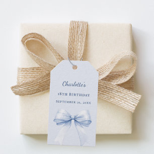 Étiquettes-cadeau Nœud bleu clair pour anniversaire fait-main DIY