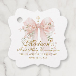 Étiquettes Cadeau Nœud Floral Première Sainte Communion - Coquette