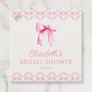 Étiquettes Cadeau Nœud Papillon Coquette Rose Mariage