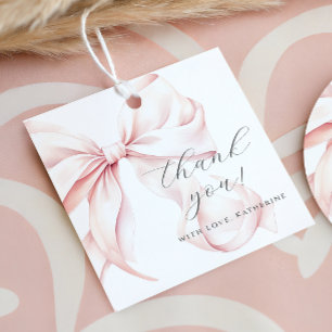 Étiquettes Cadeau Nœud Papillon Rose Baby Shower