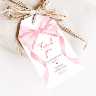 Étiquettes-cadeau Nœud Papillon Rose Fête d'Anniversaire Coquette