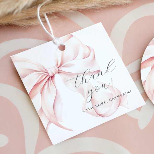 Étiquettes Cadeau Noeud Papillon Rose Fête Prénatale (Créateur téléchargé)