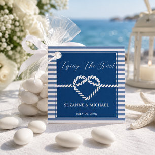 Étiquettes Cadeau Nœud romantique mariage nautique bleu marine rayur