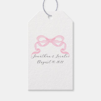 Étiquettes-cadeau Nœud rose aquarelle personnalisé mariage