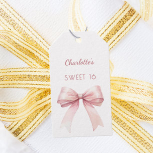 Étiquettes-cadeau Nœud rose pâle DIY pour 16 ans