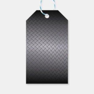 Étiquettes-cadeau Noir à gris Diamondplate Acier Look Art