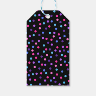 ÉTIQUETTES-CADEAU NOIR AVEC POIS ROSE BLEU PURPLE