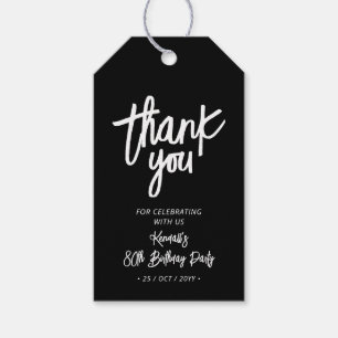 Étiquettes-cadeau Noir & Blanc Chic Fête d'anniversaire 80 ans Rem