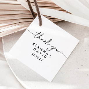 Étiquettes Cadeau Noir Blanc Classique Mariage Faveur Tags